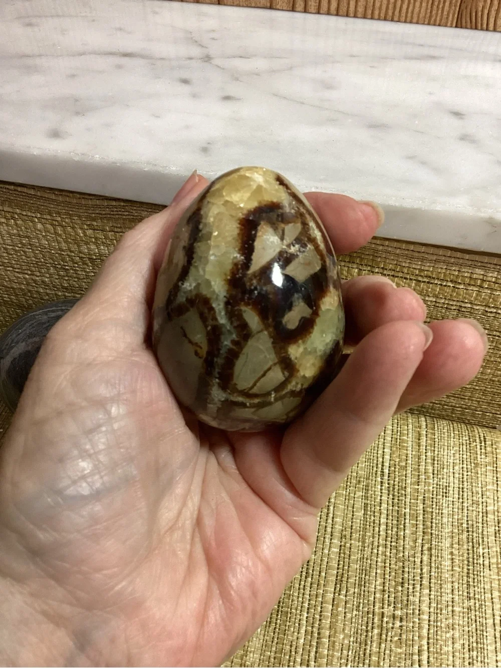 Decorative Assorted Floral Wood and Stone Egg Set - Pink, Green, Gray, Brown
